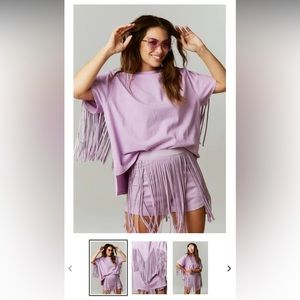 Lavender fringe 2 piece set (or can cube worn separate) worn once